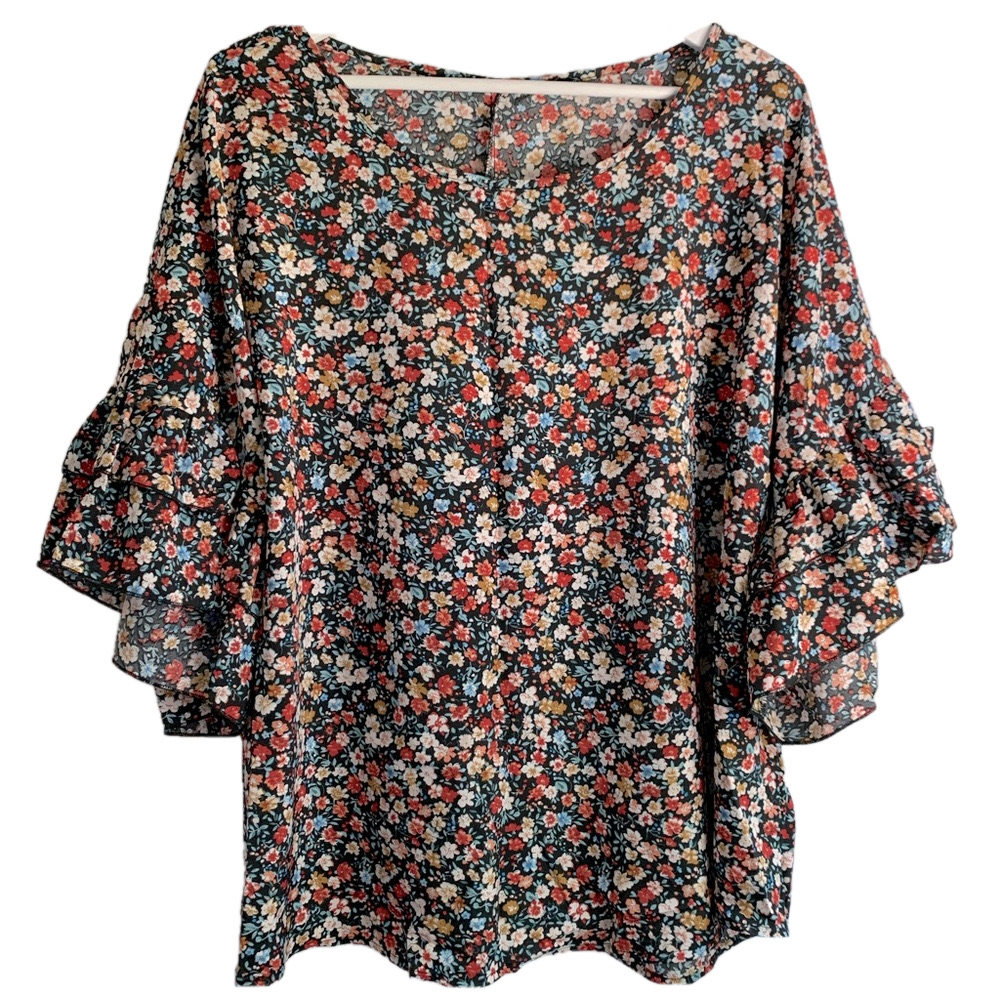 Floral Ruffle Sleeve Top